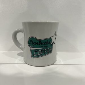 Starbucks Coffee Stop Here Mug Cup   8oz Restaurant Diner Style Concave